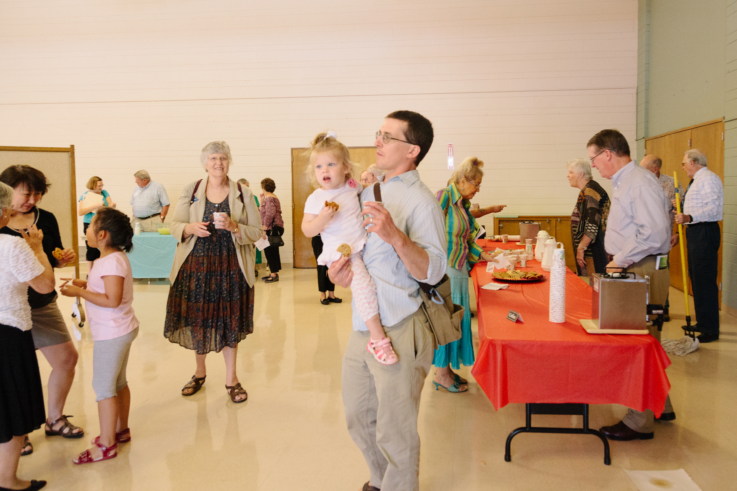 Crowd in Fellowship Hall for Coffee Hour