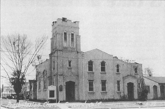 Black and white image of church building built in 1916
