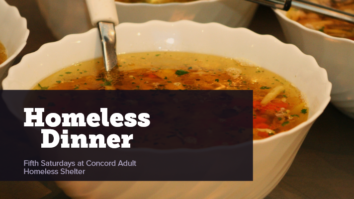 bowls of soup with text that reads "Homeless Dinner"