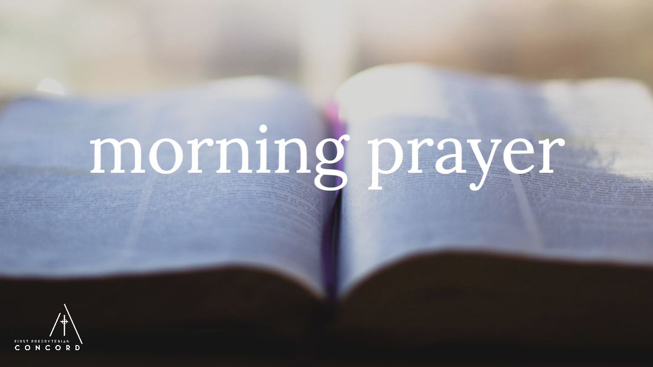an open Bible with the text "morning prayer"