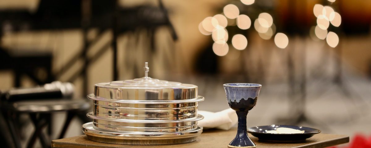 a table set with communion elements