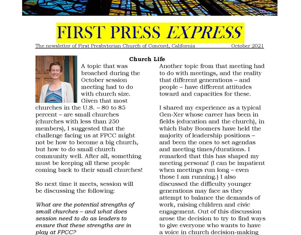 first page of First Press Express October 2021