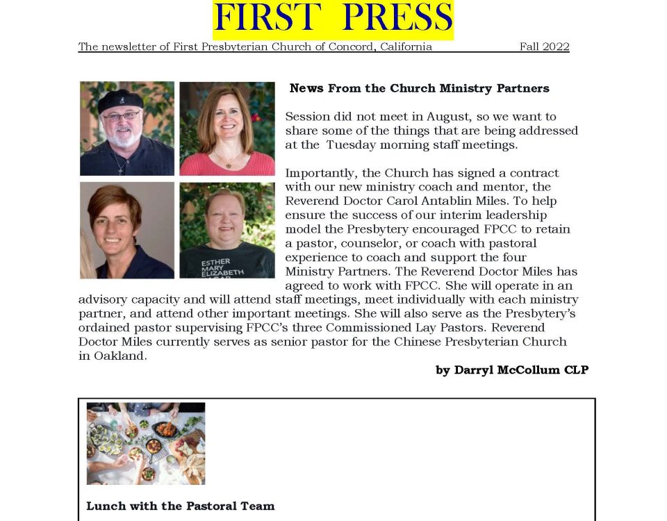 first page of fall first press 2022