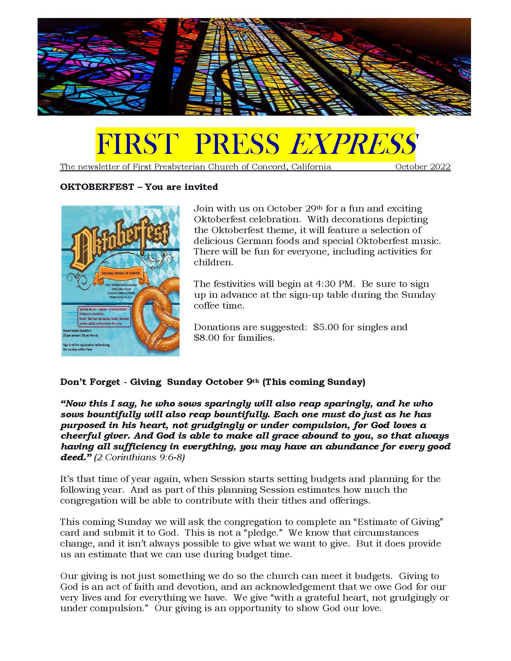 cover of first press express October 2022
