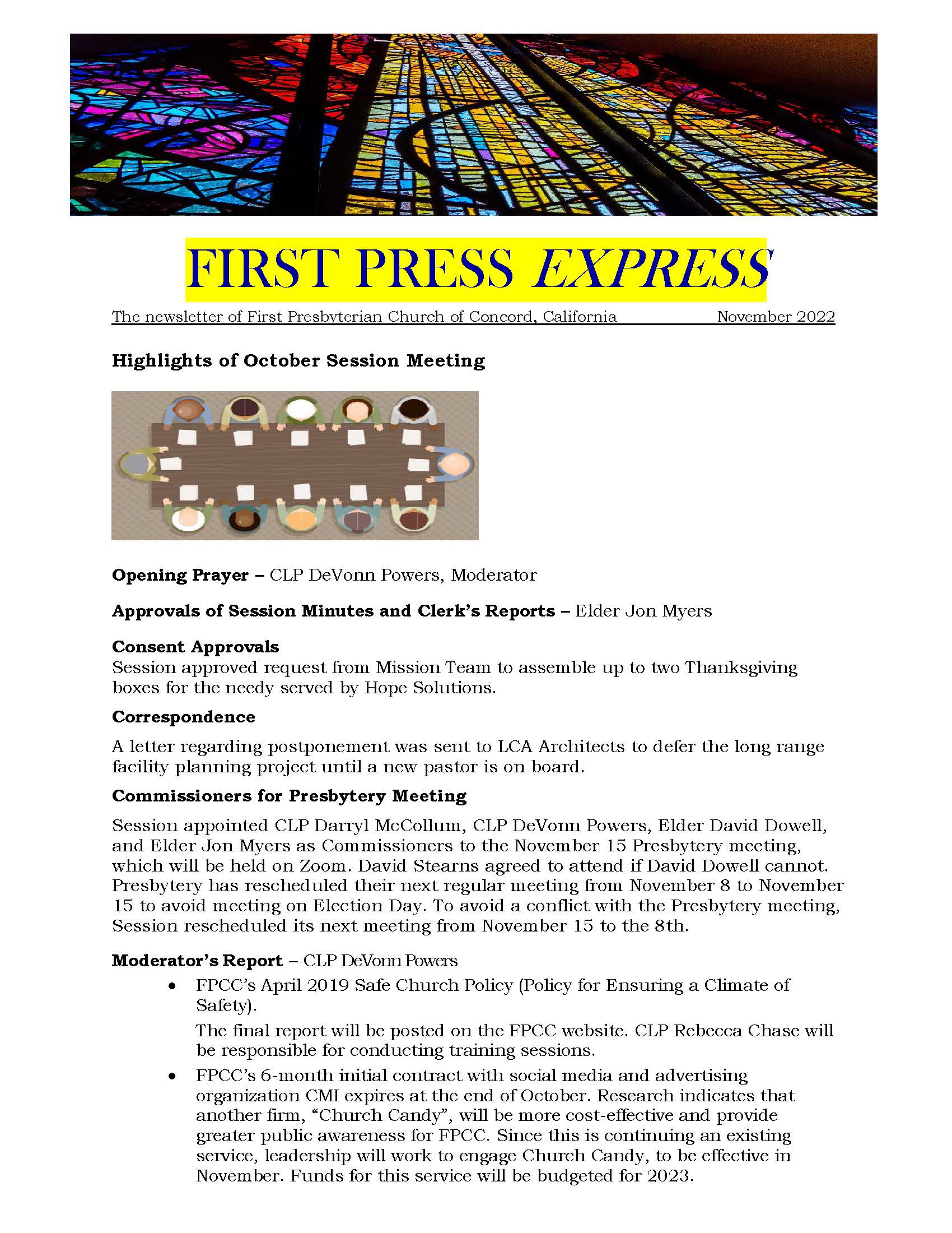 cover of November 2022 First Press Express
