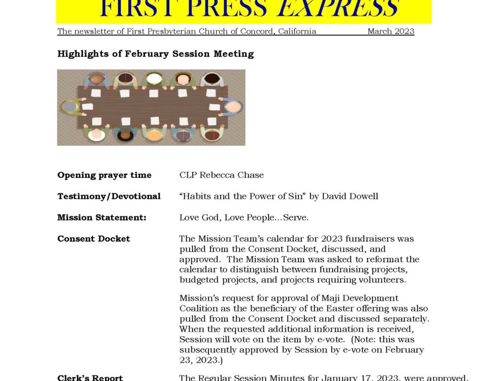 cover of first press express feb 2023